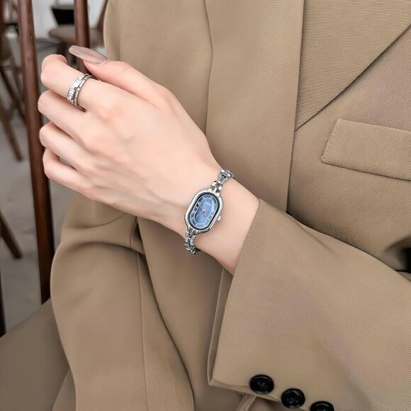 Women Silver Vintage Oval Watches Luxury Minimalism Bracelet Small Ladies Analog main image 4